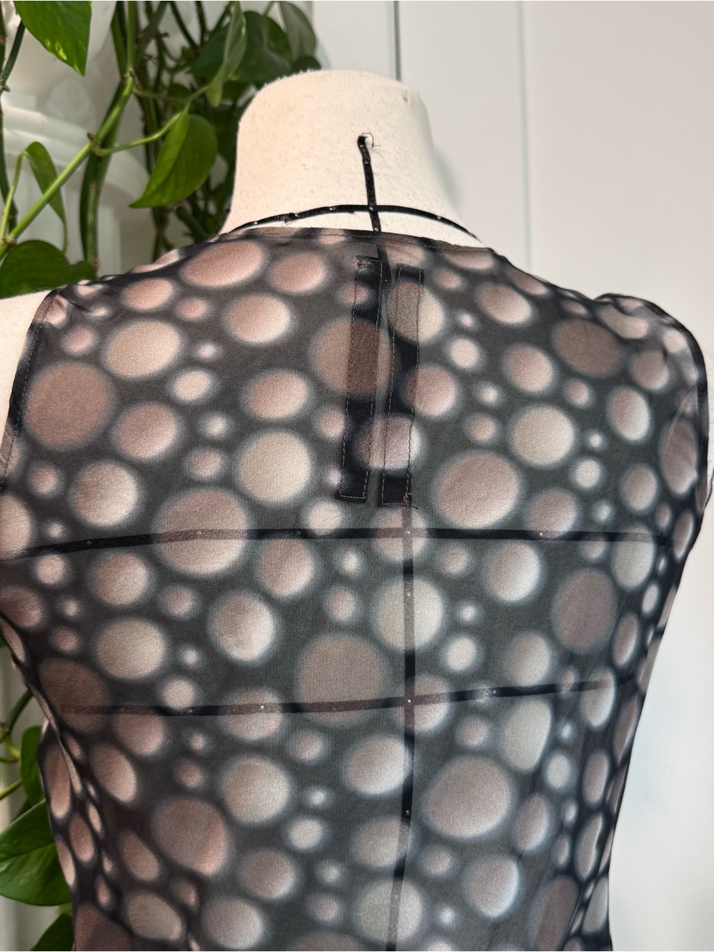 RICK OWENS Size S Taupe Black Dots Sleeveless Dress - Picture 4 of 5